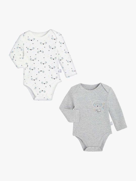 Petit Beguin Baby Bodysuit Set Long-Sleeved Grey