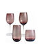 HFA Set of Glasses for White and Red Wine made of Glass in Purple Color Stemmed 580ml 6pcs