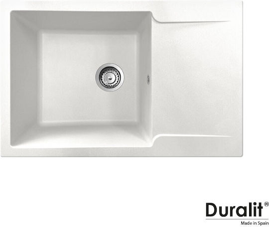 Duralit Ένθετος Νεροχύτης από Συνθετικό Γρανίτη Μ79xΠ50cm Λευκός