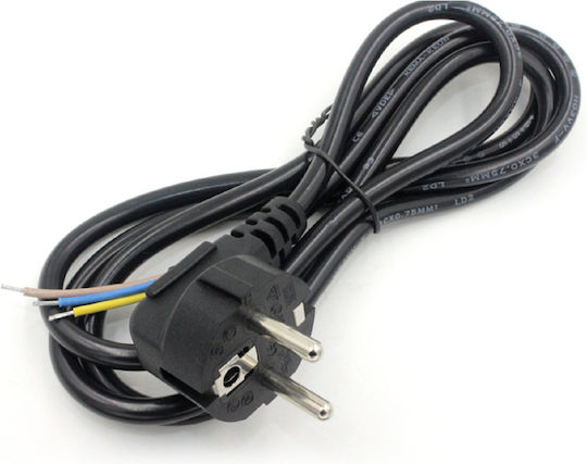 Cablu de alimentare cu secțiune 3x0.75mm² în culoarea Negru 1.5m 1buc