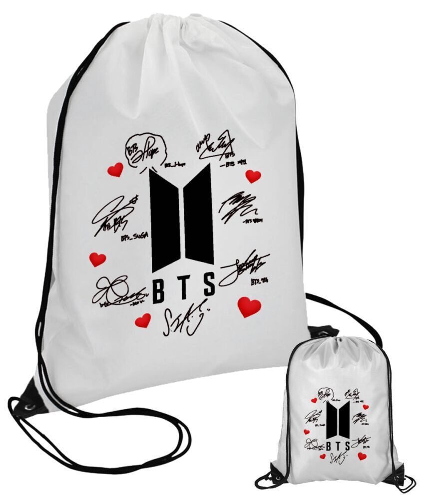 Koupakoupa Bts Signs Gym Shoulder Bag White KP 21832 GYMBAG BLACK