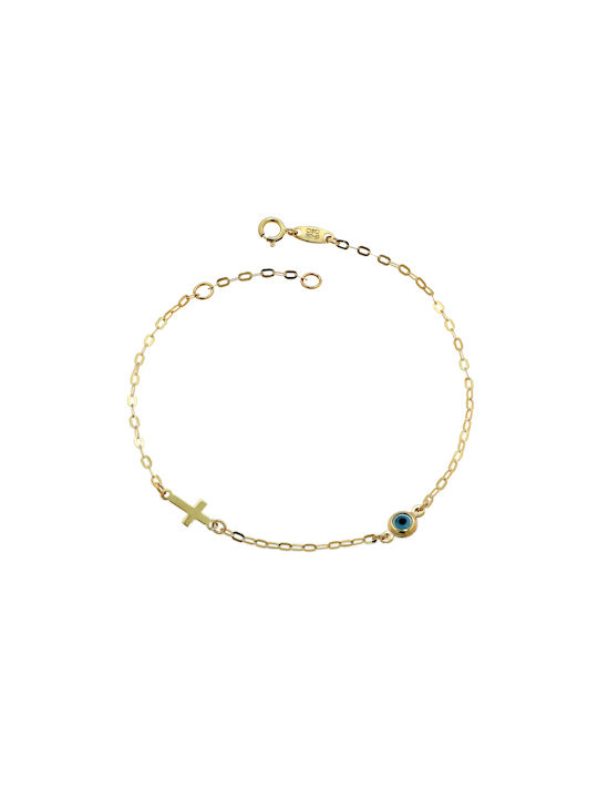 Kids Bracelet from Gold 9K with Evil Eye