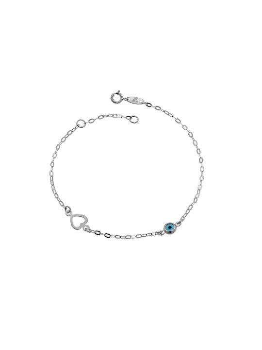 Kids Bracelet from White Gold 9K with Heart