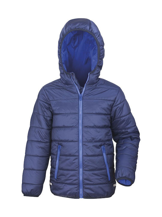 Kinder Freizeitjacke Kurz mit Futter & Kapuze Navy/Royal.
