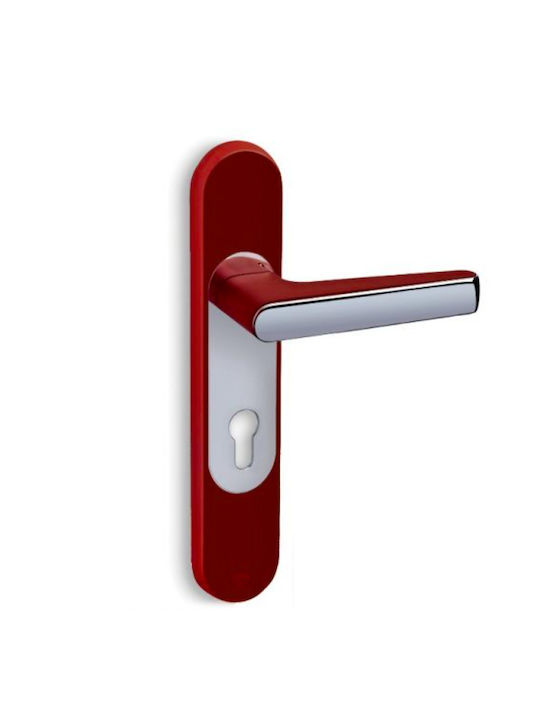 Convex Lever Middle Door with Plate 2015 Pair Red