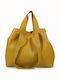 Leather Women's Bag Shopper Shoulder Yellow