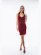 Summer Mini Evening Dress Open Back with Lace Red