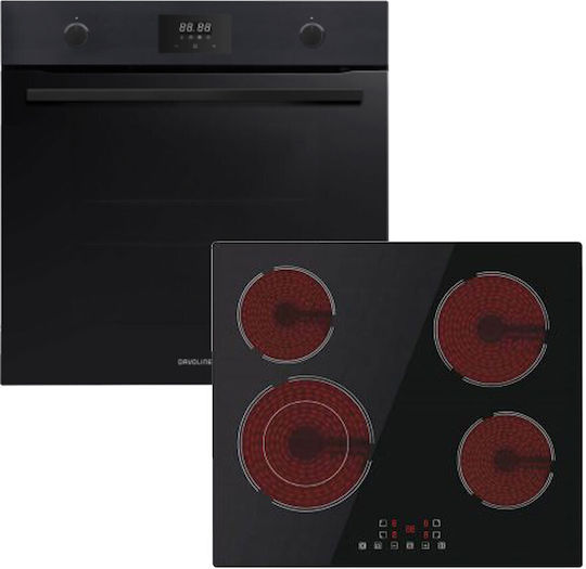 Davoline BPDX 6012BL + BVC6005 Φούρνος άνω Πάγκου 72lt με Κεραμικές Εστίες Π59.5εκ. Μαύρος