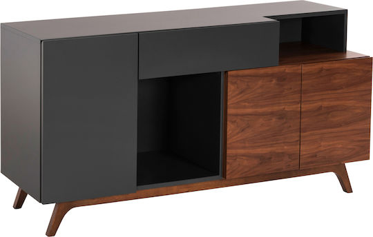 Sideboard Preda Wooden with Drawers Σκούρο Γκρι 168x40x80cm