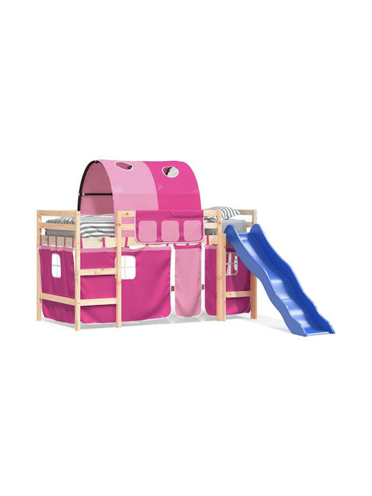 Kids Bed Loft Bed Single Pink for Mattress 90x1...