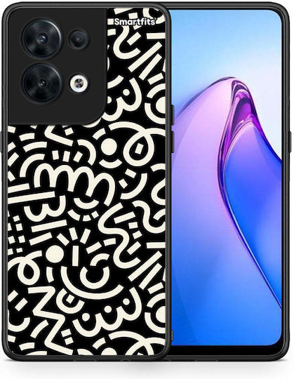 Smartfits Doodle Art Umschlag Rückseite Schwarz (Oppo Reno8)