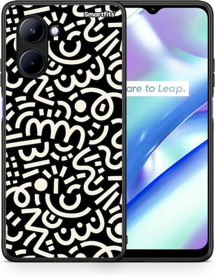 Smartfits Doodle Art Задна корица Черен (Realme C33)