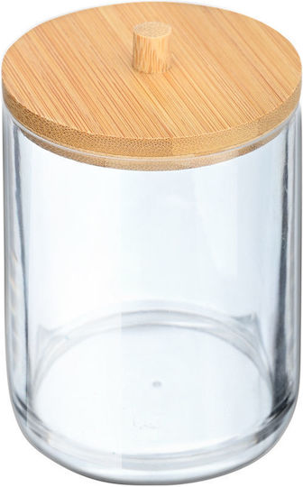 Badezimmerboxen und -körbe Bamboo Baumwolle/Abstriche Etui Transparent 7x7x12cm mit Saugnapf Badezimmerboxen und -körbe Bamboo Baumwolle/Abstriche Etui Transparent 7x7x12cm mit Saugnapf