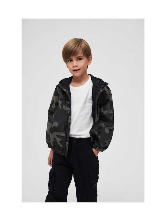 Brandit Jachetă casual pentru copii Antivant cu glugă Dark Camo