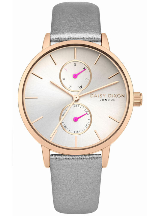Daisy Dixon Damen Uhr Chronograph mit Gray Lederarmband