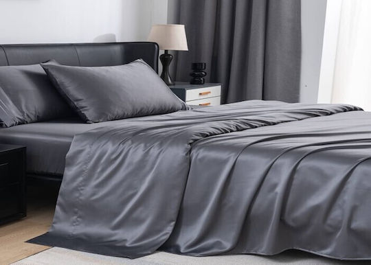 MayHome Bettwäsche-Set Überdoppel 220x240cm. Gray 4Stück