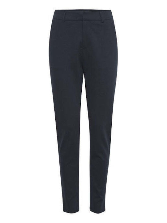 ICHI Women's Fabric Trousers Blue