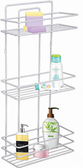 Perilla Wall Mounted Bathroom Shelf Metallic with 3 Shelves 27x12x54cm White