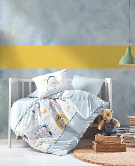 Babytale Set Copertă de Pătuț cu Față de Pernă Albastră 120x150cm.