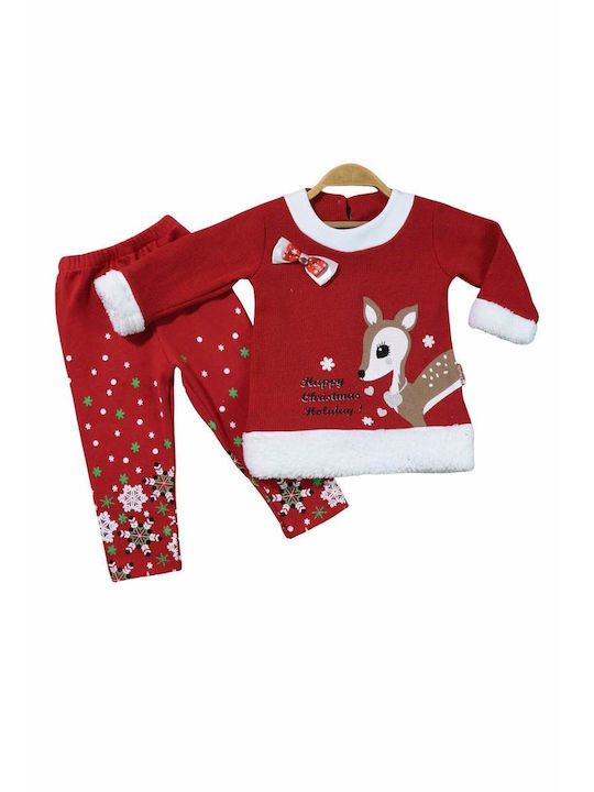 Pabbuc Baby Set pentru copii cu Pantaloni Magazin online de iarnă 2buc Roșu