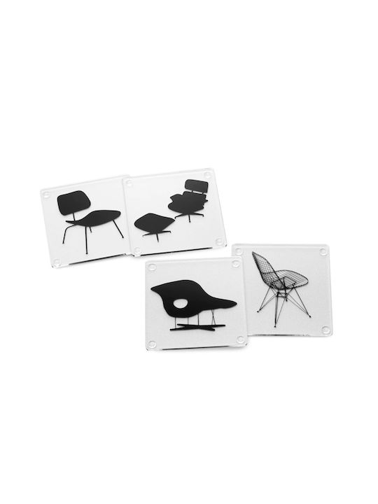 Moma Σουβέρ Μεταλλικό Διάφανο 10x10cm 4τμχ