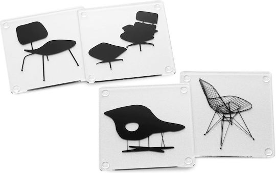 Moma Σουβέρ Μεταλλικό Διάφανο 10x10cm 4τμχ