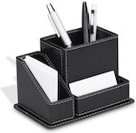 Piele Organizator de birou Κωδ St-d-3116 în culoarea Negru 11x16x5cm.