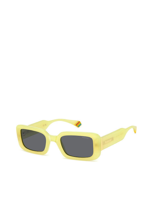 Polaroid Women's Sunglasses with Yellow Plastic Frame and Gray Polarized Lens PLD6208/S/X 40G/M9