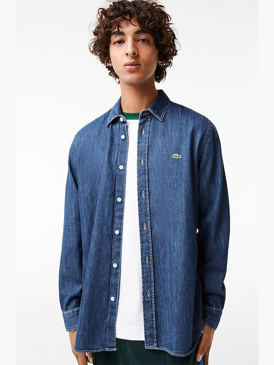 Long Sleeve Denim Shirt in Regular Fit Blue