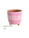 GloboStar Planter Ceramic Pink with Stand 16x16x16cm.