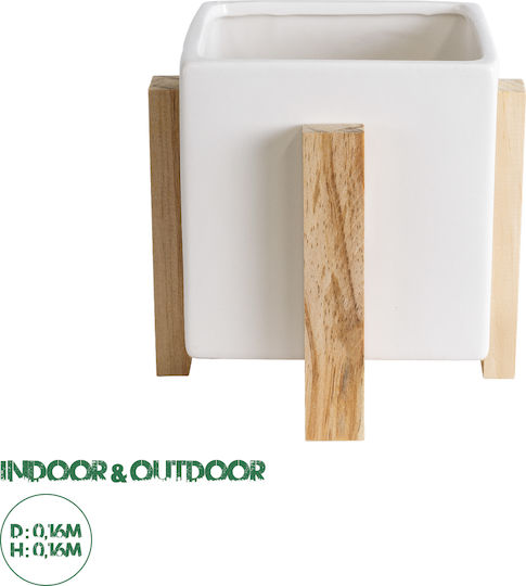 GloboStar Planter Ceramic White with Stand 16x16x16cm.
