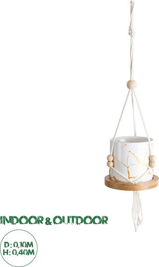 GloboStar Suspendat Ghiveci Ceramică Alb 10x10x40εκ.