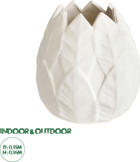 GloboStar Ghiveci Ceramică Alb cu suport 15x15x16εκ.