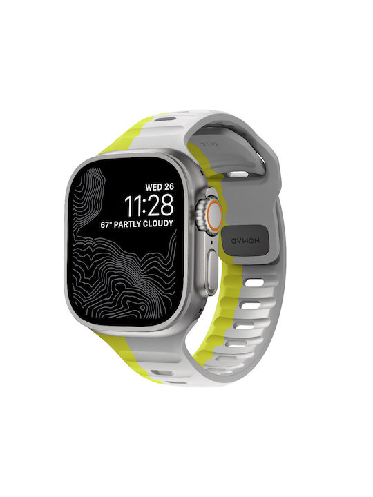 Nomad Sport Strap Λουράκι Σιλικόνης Lunar ΓΚΡΙ / High Volta LIME (Apple Watch 42/44/45mm)