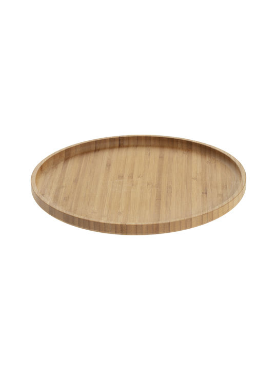 Round Wooden Decorative Platter Brown