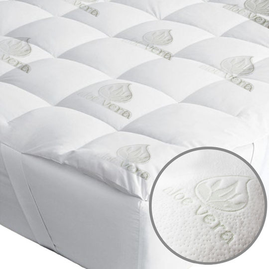 BS Collection Mattress Topper Aloe Vera Super Double Polyester Infused with Aloe & Elastic Straps 160x200cm