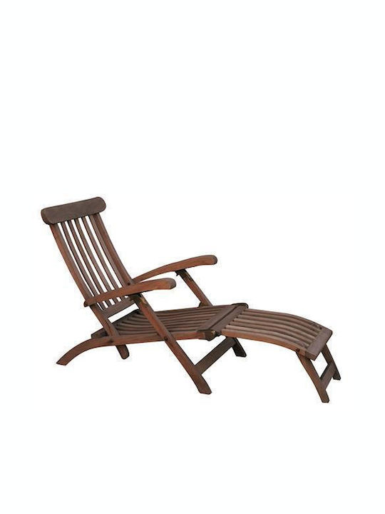 Deckchair Wooden Brown 180x58x80cm.