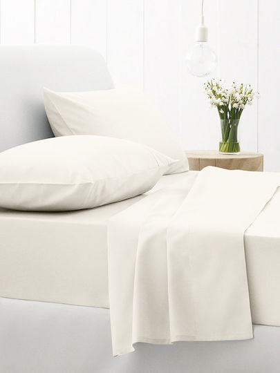 Sunshine Cotton Feelings 151 Σετ Σεντόνια Διπλά με Λάστιχο 150x205+30εκ. White 100 (4τμχ)