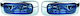 LA-1100 Rectangle Waterproof Headlights Car H3 Universal 12V 55W 12.5cm with Blue Lighting 2pcs