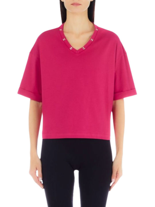 Liu Jo Γυναικείο Αθλητικό Crop T-shirt Ροζ