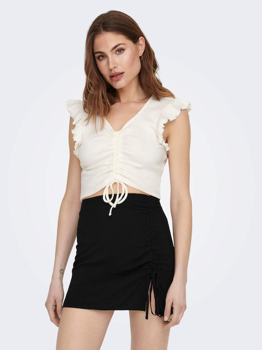 Only pentru Femei Crop Top cu Mâneci Lungi Bej