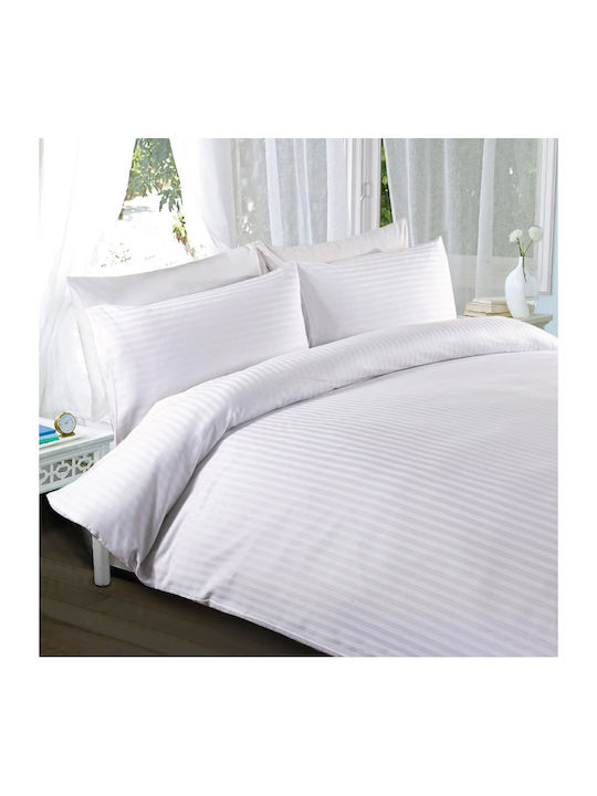 Isadore Lorraine Duvet Cover Cotton Satin Queen 220x240 White
