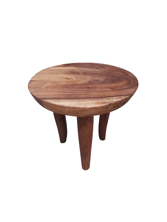 Round Solid Wood Side Table Nature L50xW50xH45cm