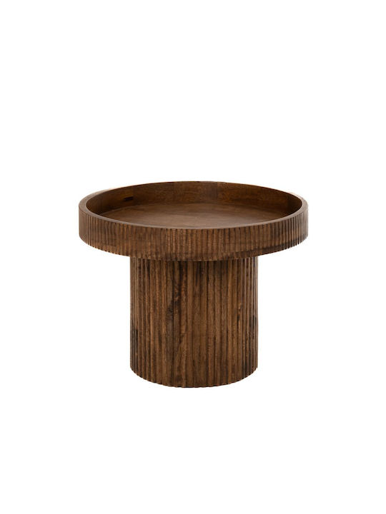 Round Side Table made of Solid Wood Coffee L50xW50xH36cm