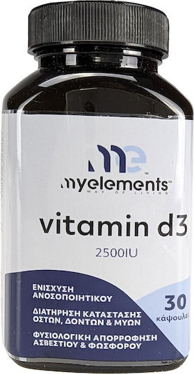 My Elements Vitamin D3 Vitamin for Immune System Boost & Bone Health 2500iu Vitamin D3 30 caps