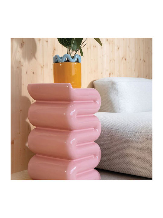 Round Side Table Whip Glass Pink 34x34x62cm