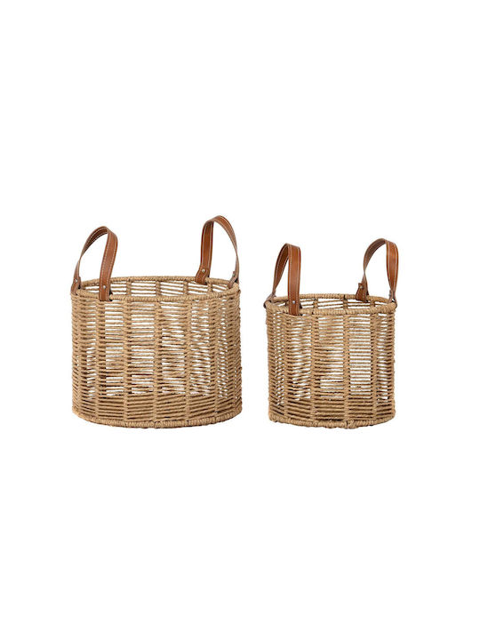 Set of Decorative Baskets Metal with Handles 2pcs DKD Home Decor