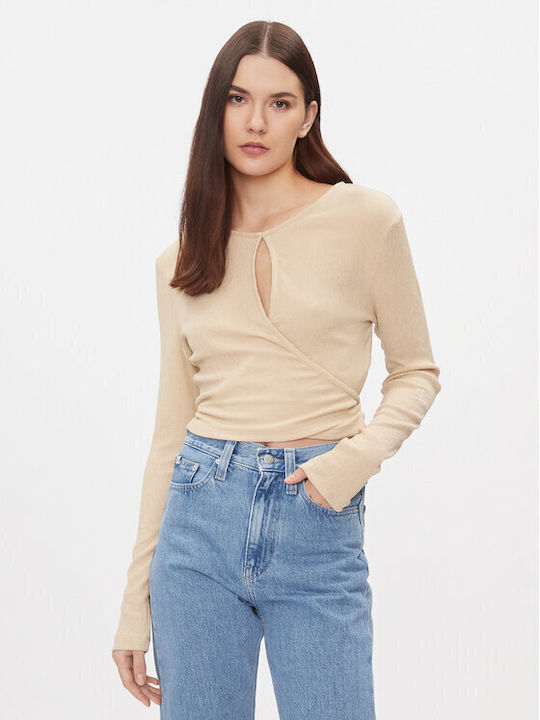 Calvin Klein Bluza de Damă Mânecă lungă Beige.