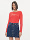 Pepe Jeans Virginia Women's Blouse Cotton Long Sleeve Red