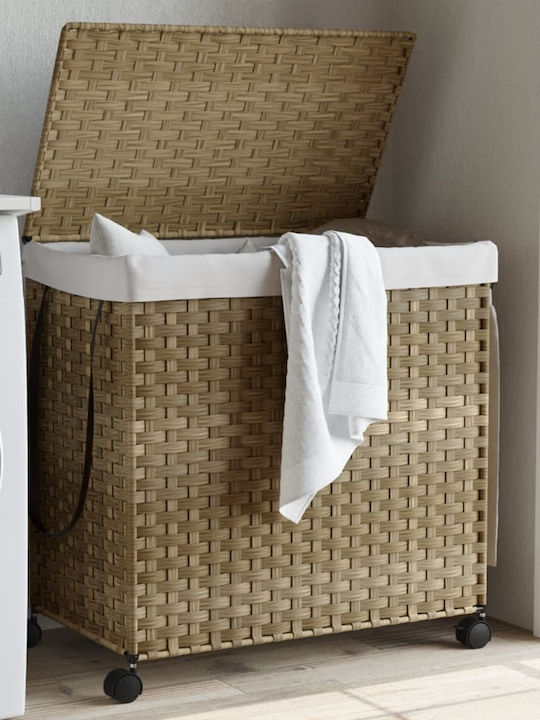 vidaXL Collapsible Fabric Laundry Basket with Lid 60x35x60.5cm Brown